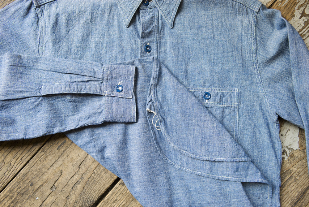 Buzz Rickson U.S.N. Chambray Shirt Blue - Image 3