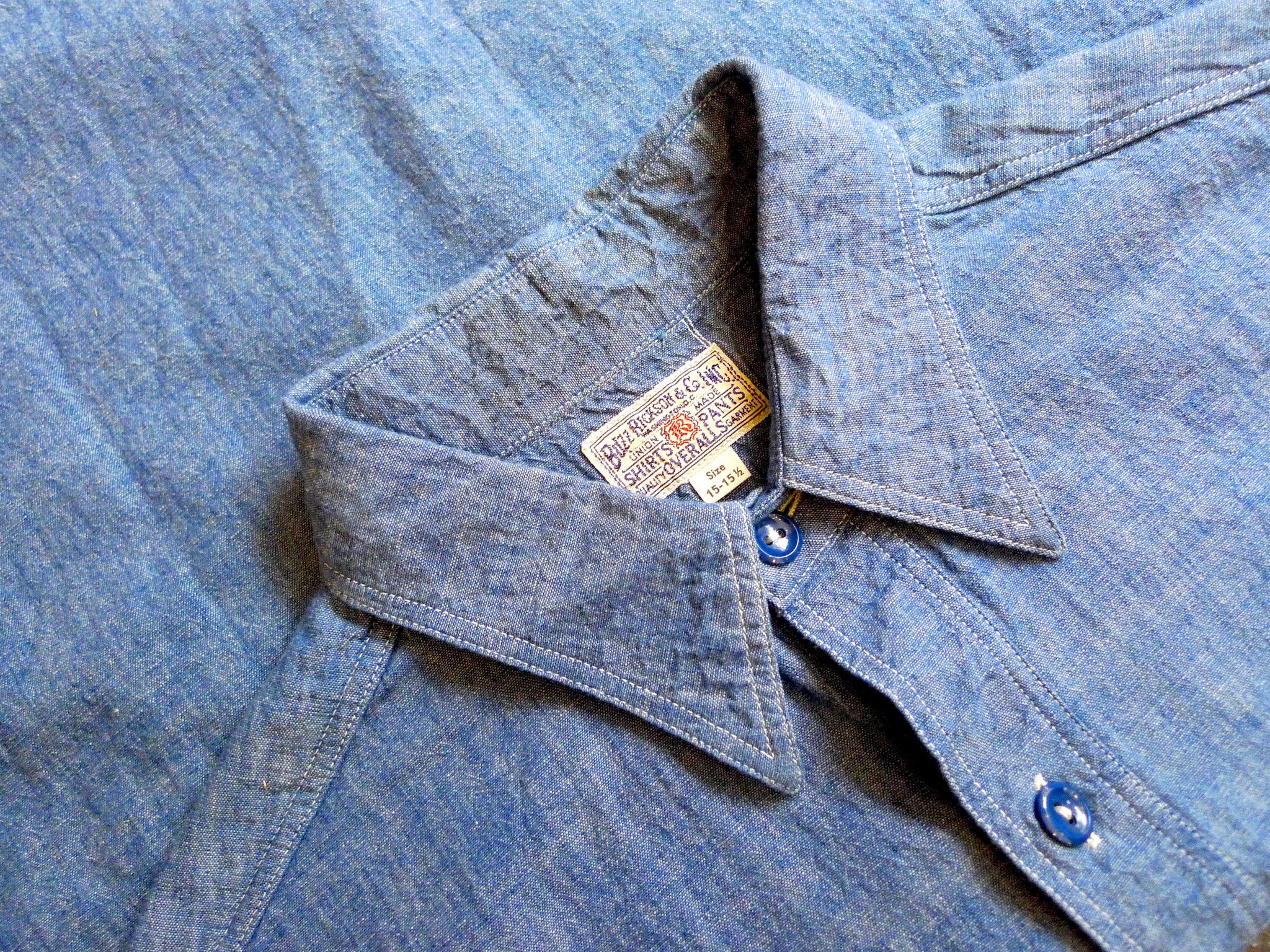 Buzz Rickson U.S.N. Chambray Shirt Blue - Image 4